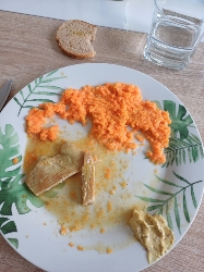 Poulet avec purée de carottes