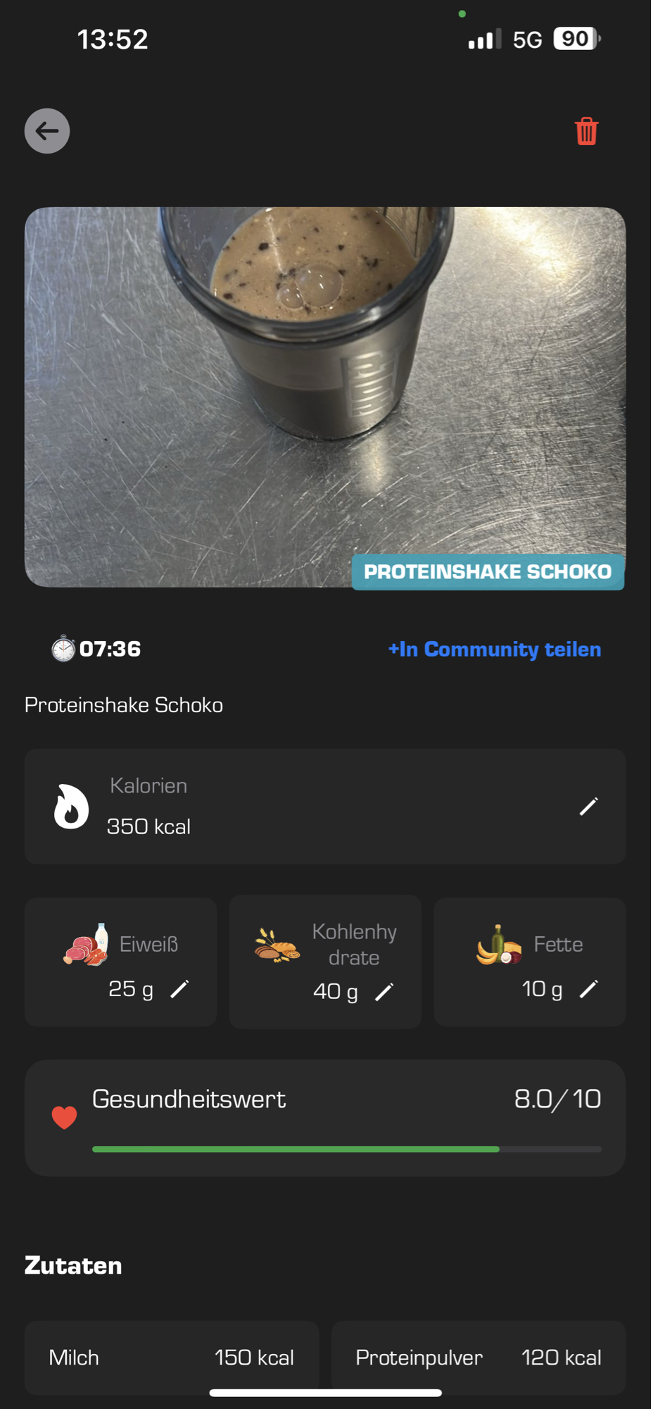 Proteinshake Schoko