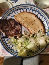 Steak with Salad and Bread