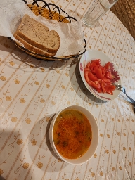 Soup with Bread and Salad