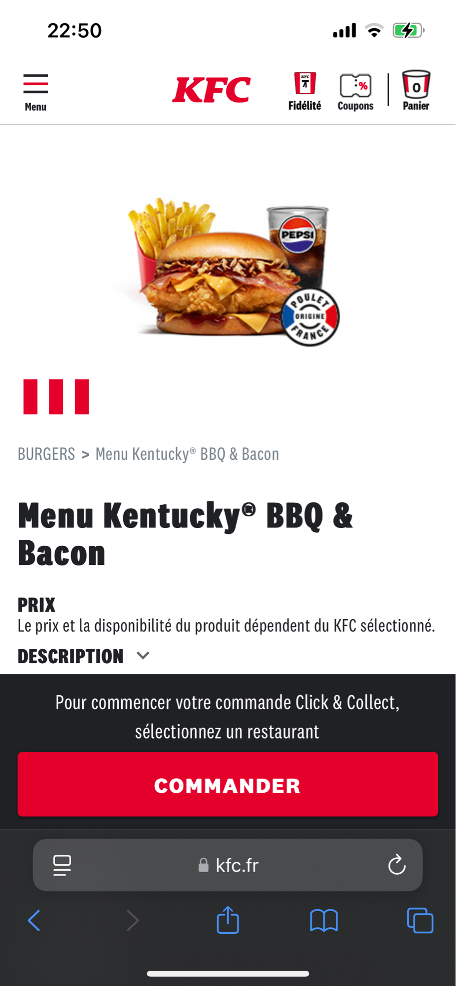 Menu Kentucky BBQ & Bacon