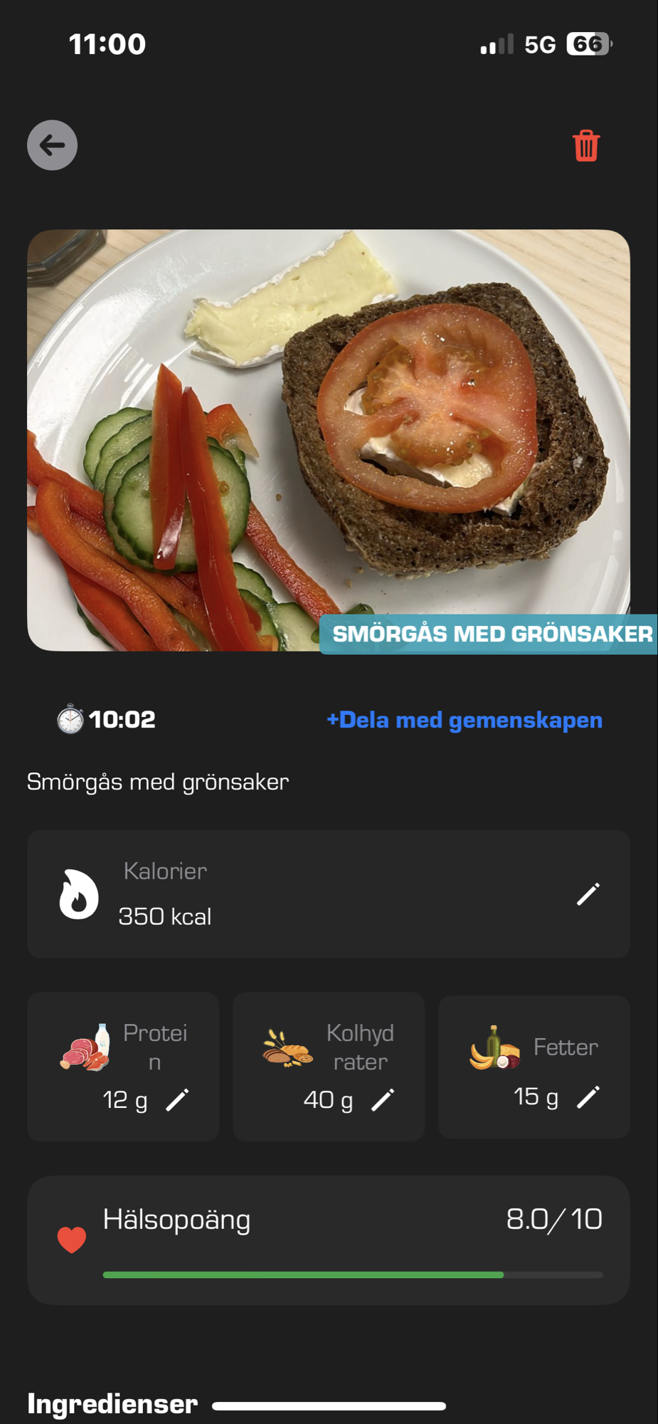 Smörgås med grönsaker