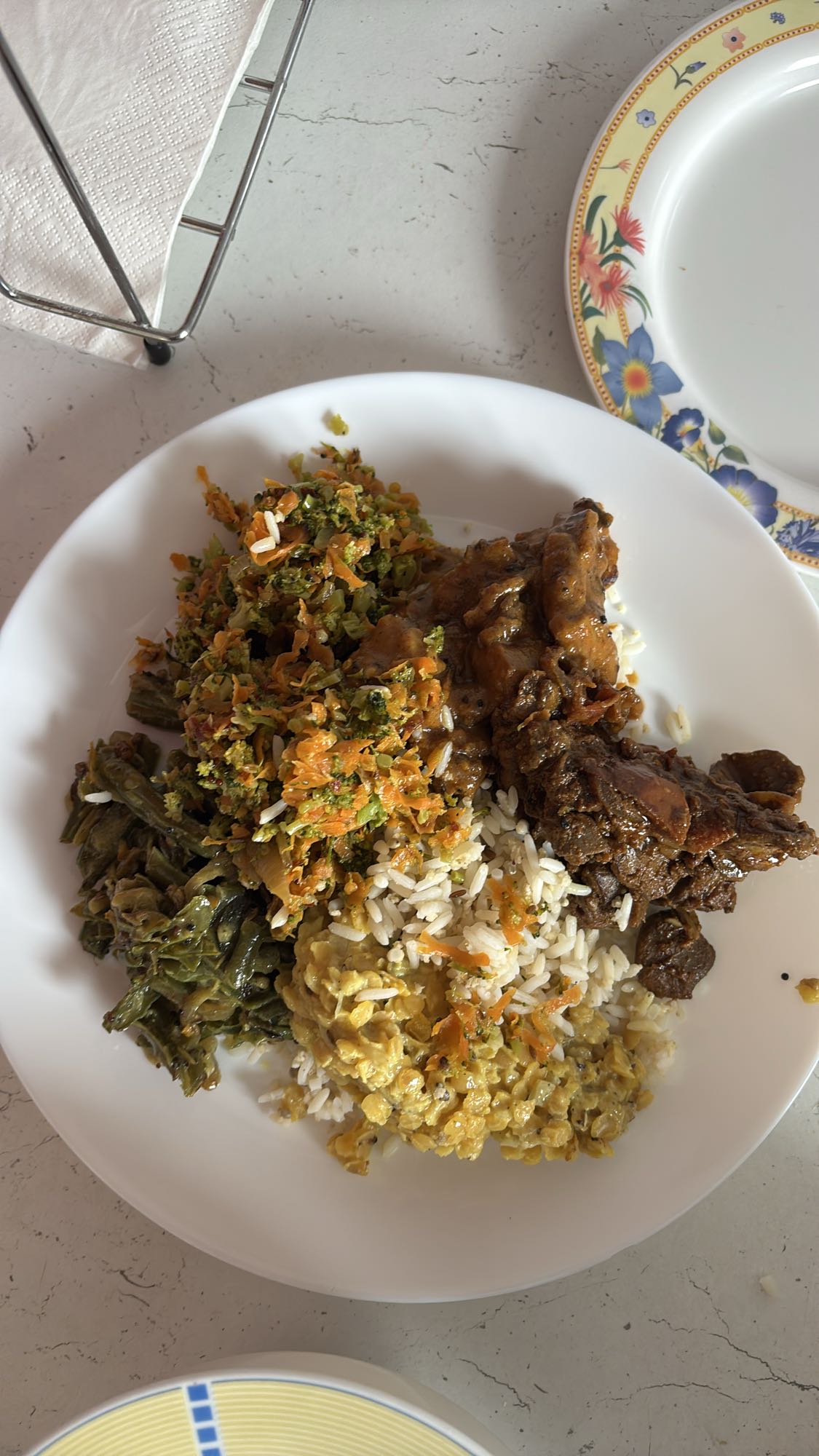 Reis mit Gemüse und Fleisch