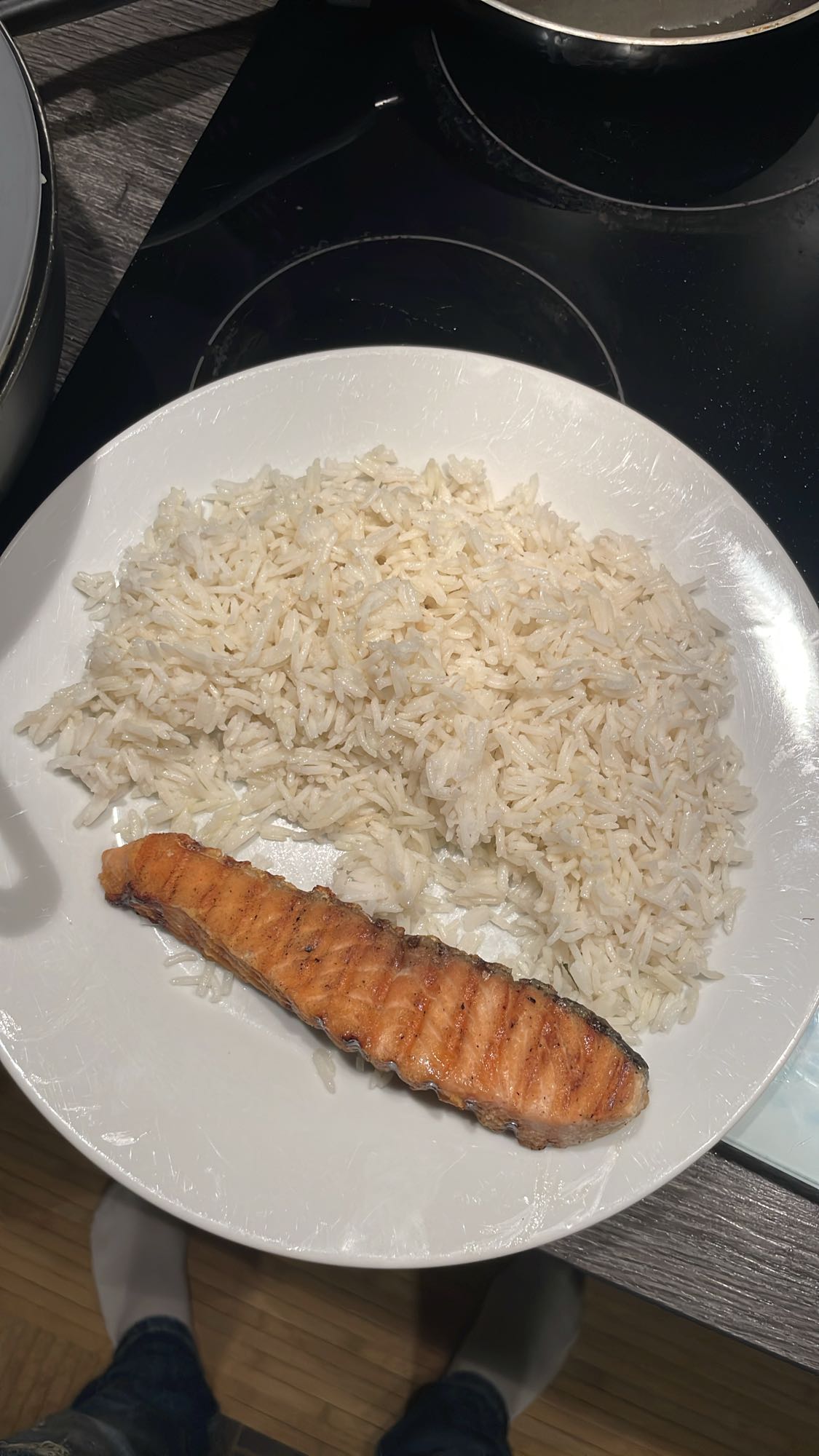 Saumon et riz blanc