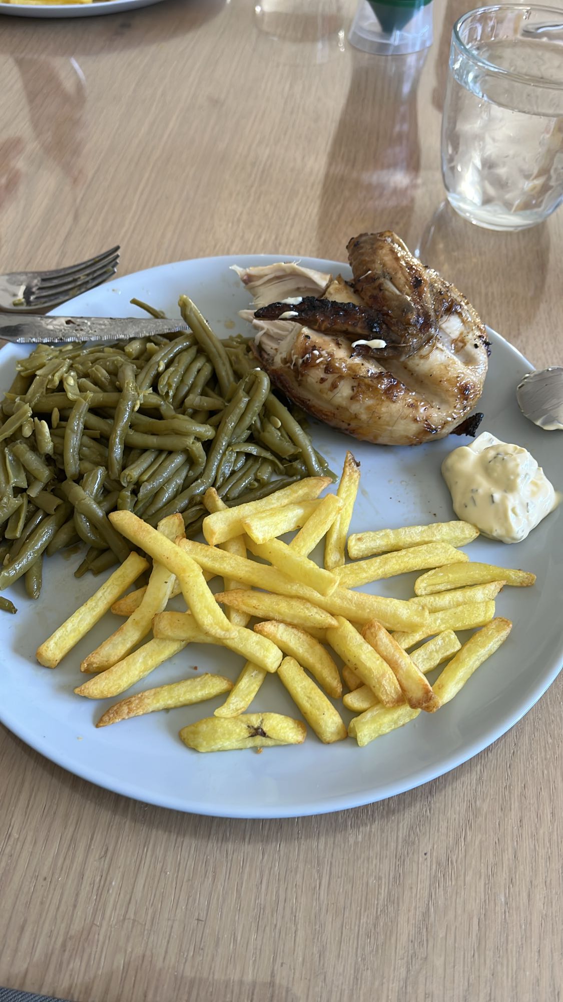 Poulet frites haricots