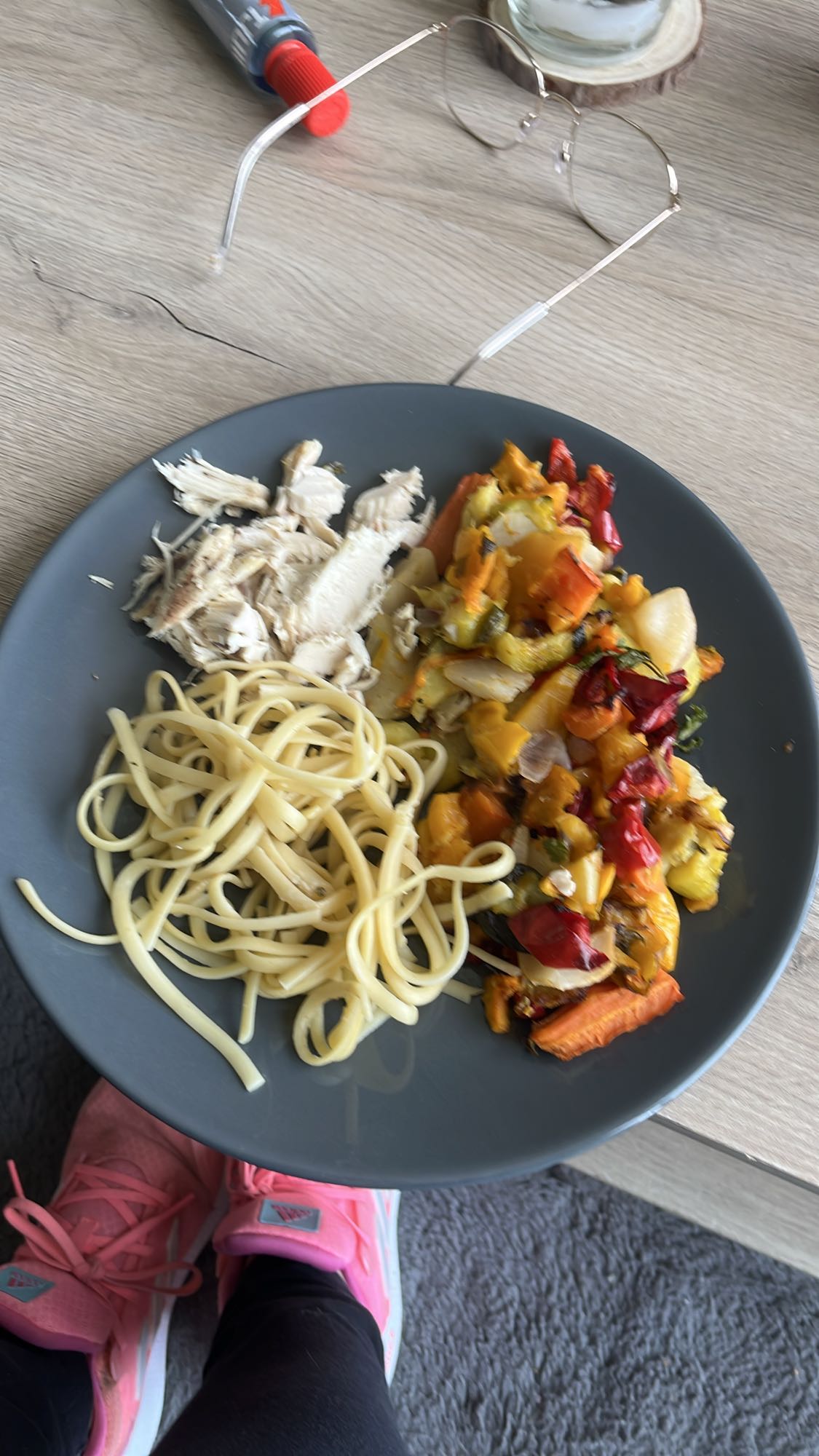 Poulet pâtes légumes