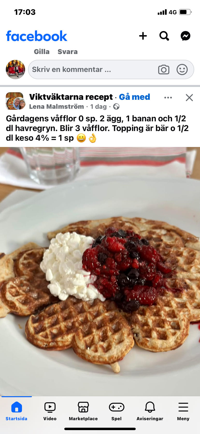 Våfflor med keso och bär