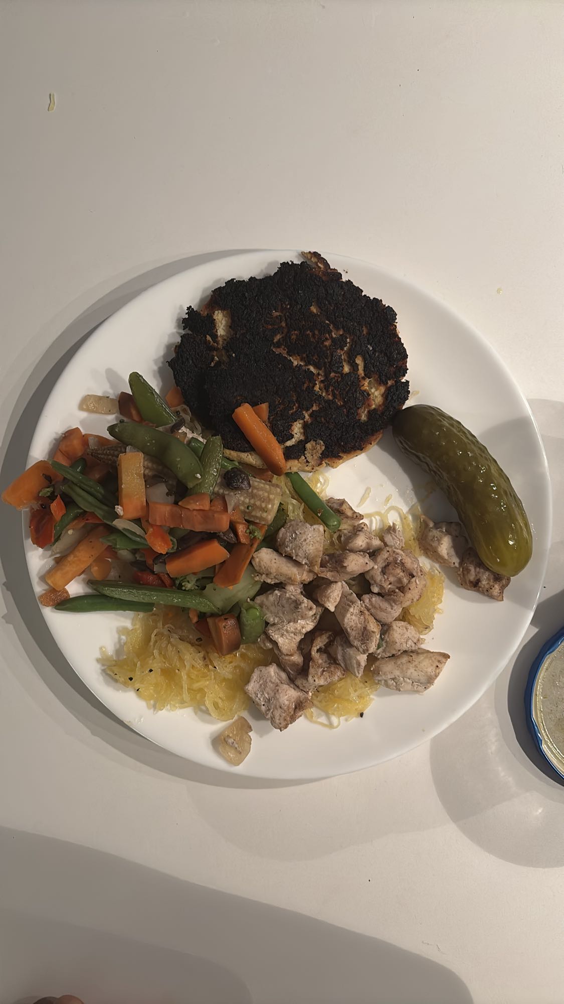 Assiette de légumes et poulet