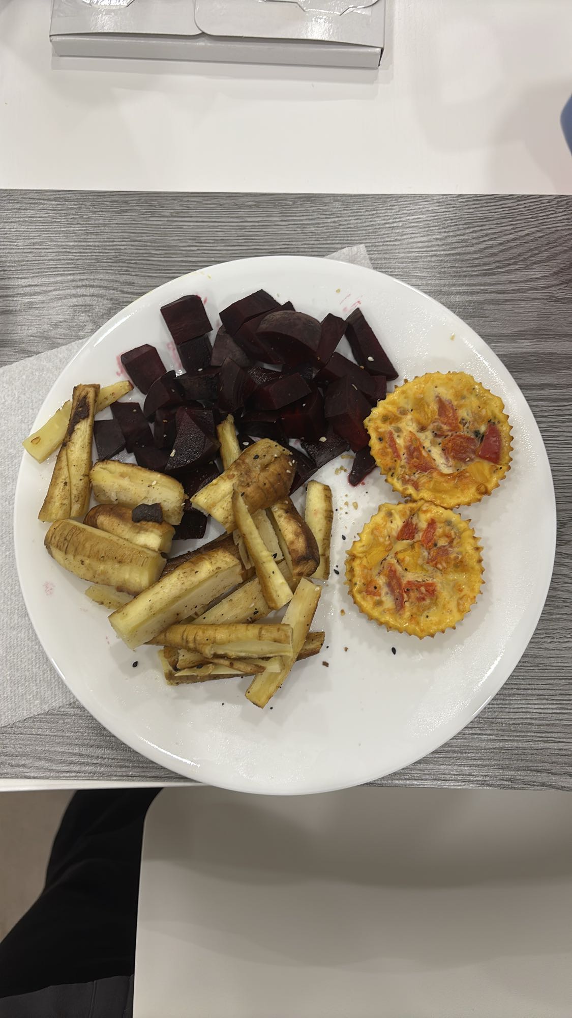 Assiette légumes et muffins
