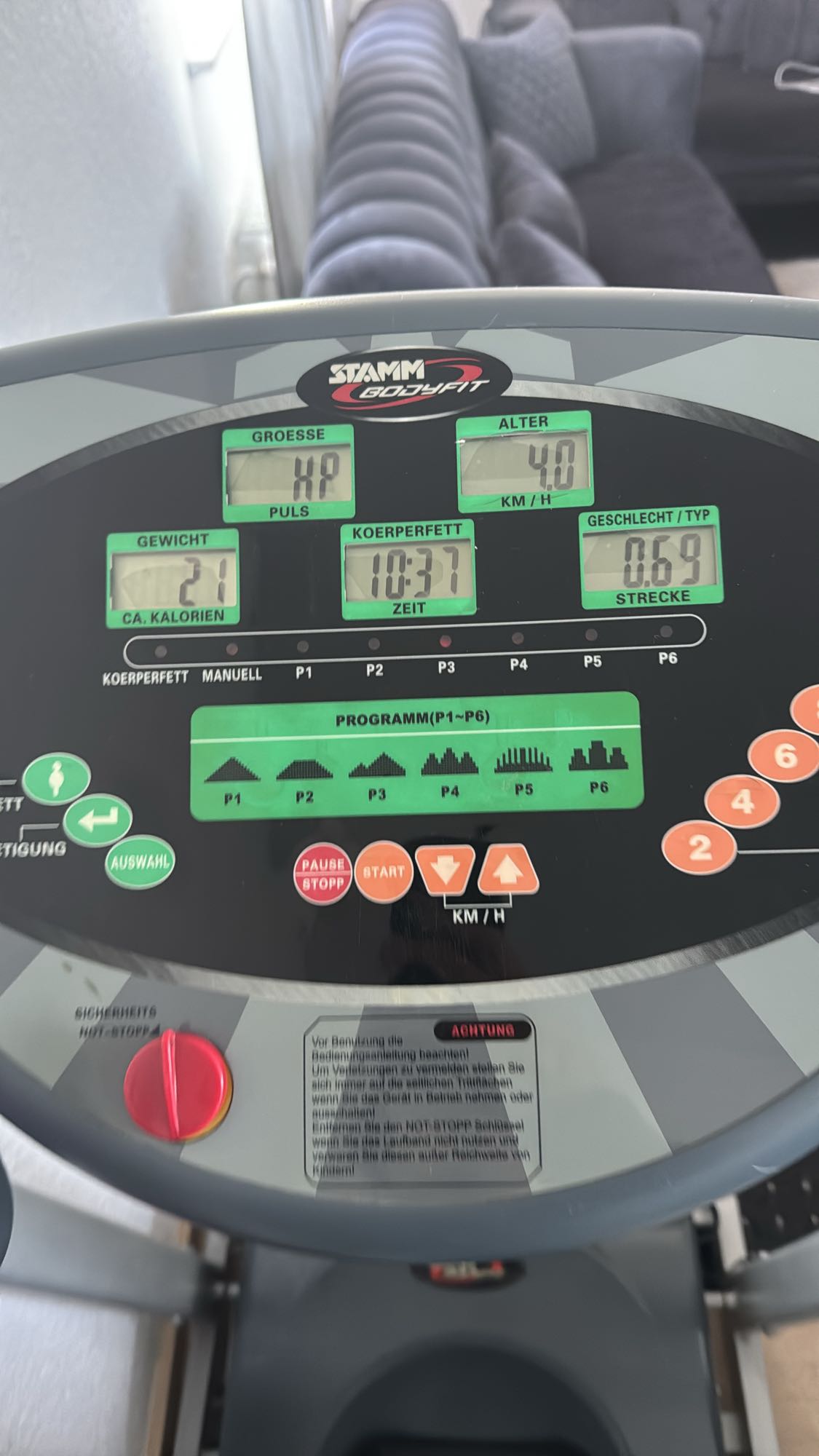 Trainingssession Laufband