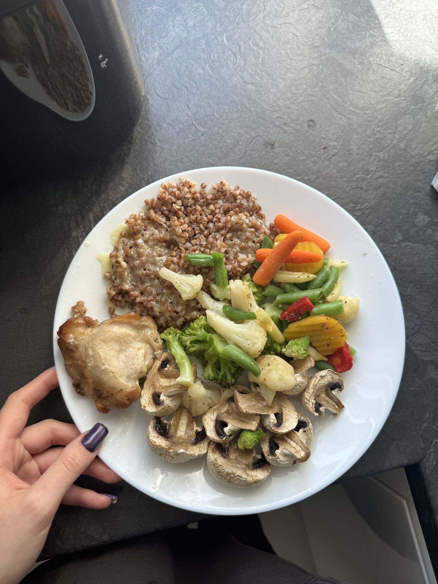 Гречка с курицей и овощами