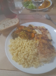 Pâtes au poisson grillé