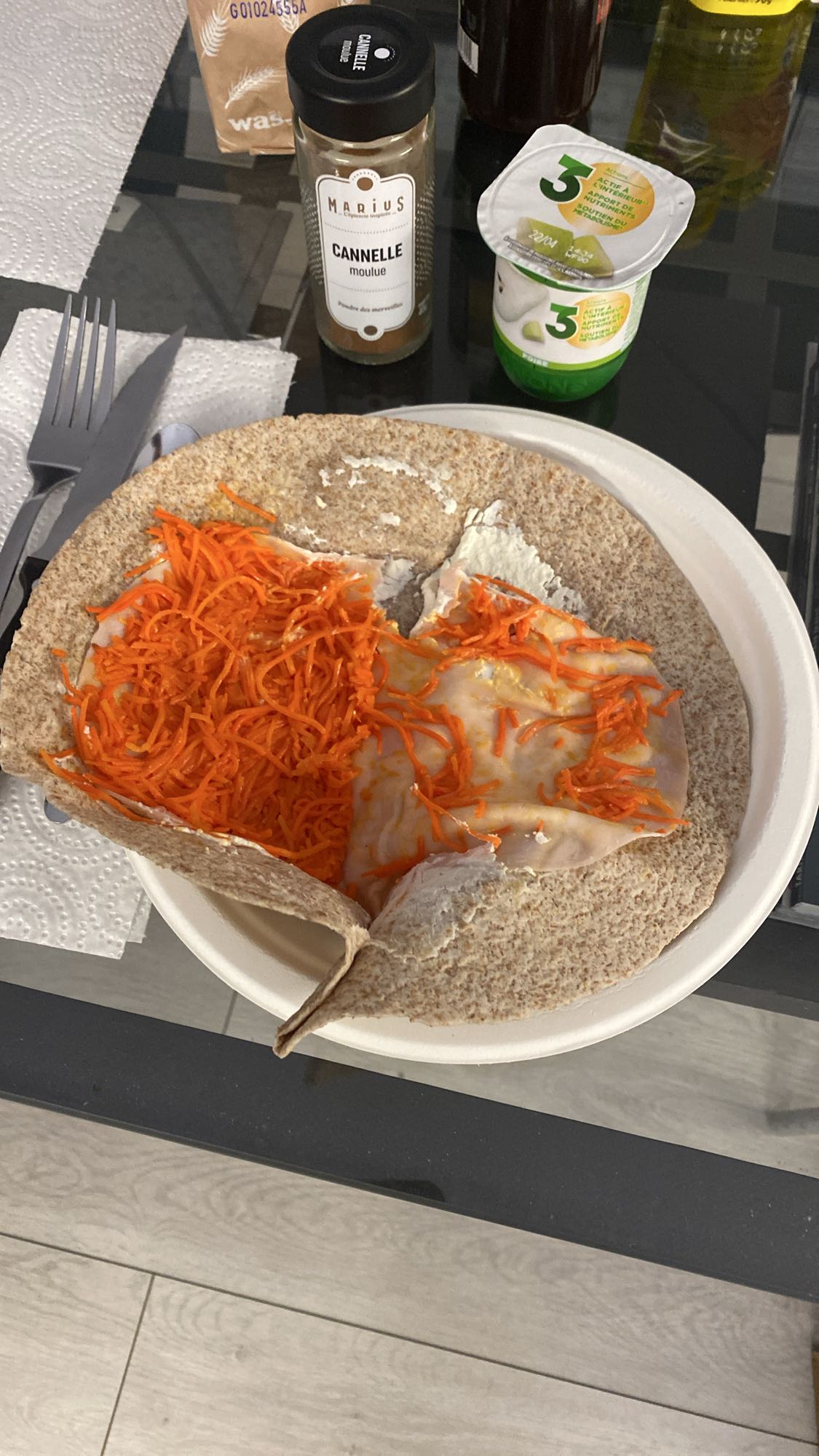 Wrap au fromage et carottes