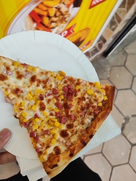 Corn and Ham Pizza Slice