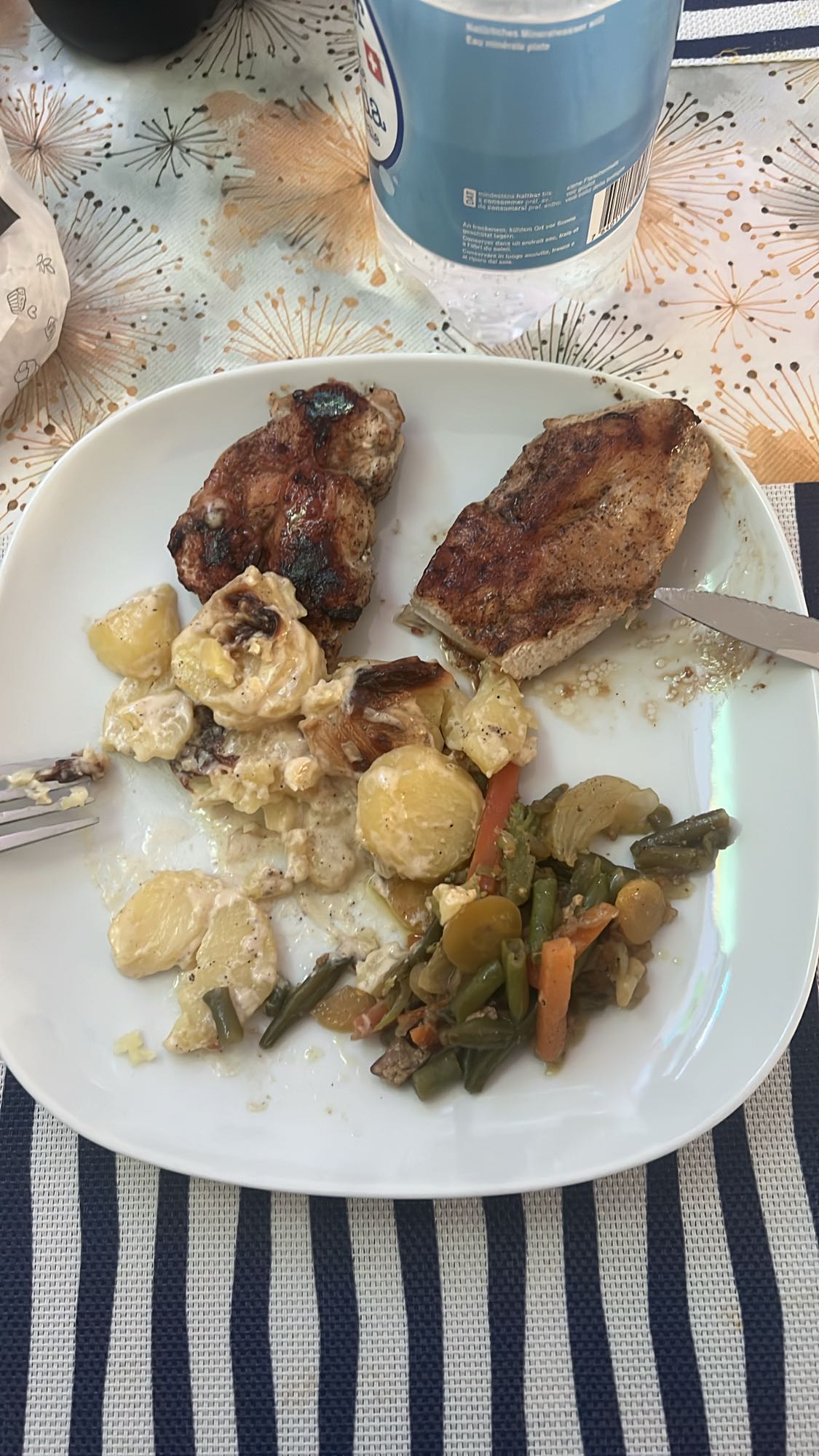 Poulet grillé et légumes