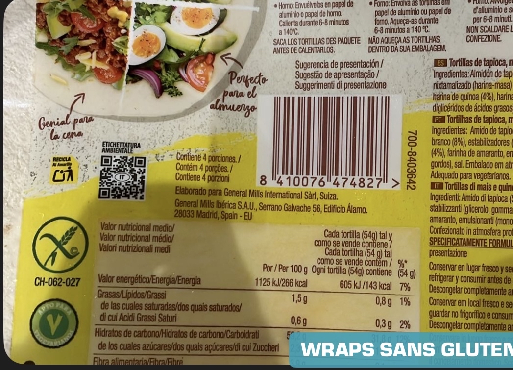 Wraps sans gluten