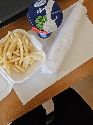 Wrap with fries and yogurt