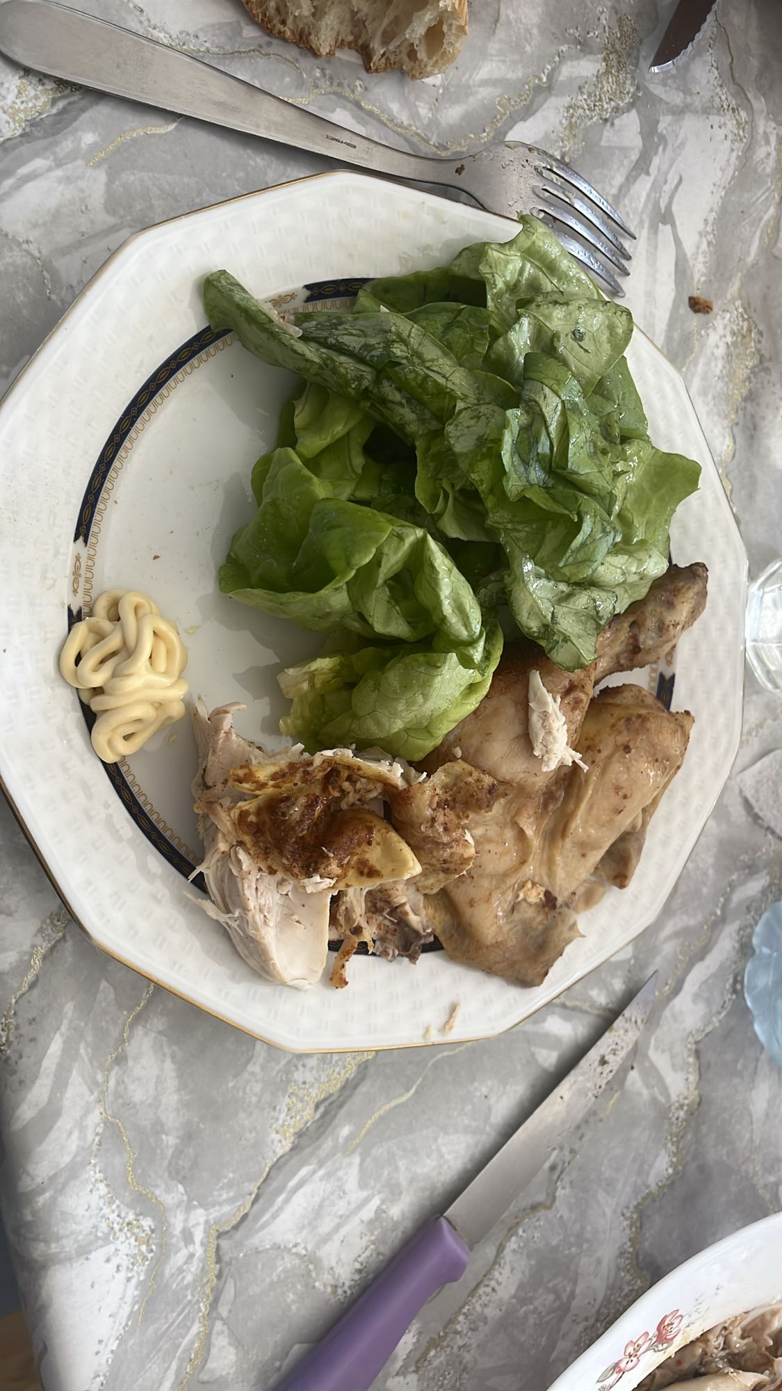 Poulet et salade verte