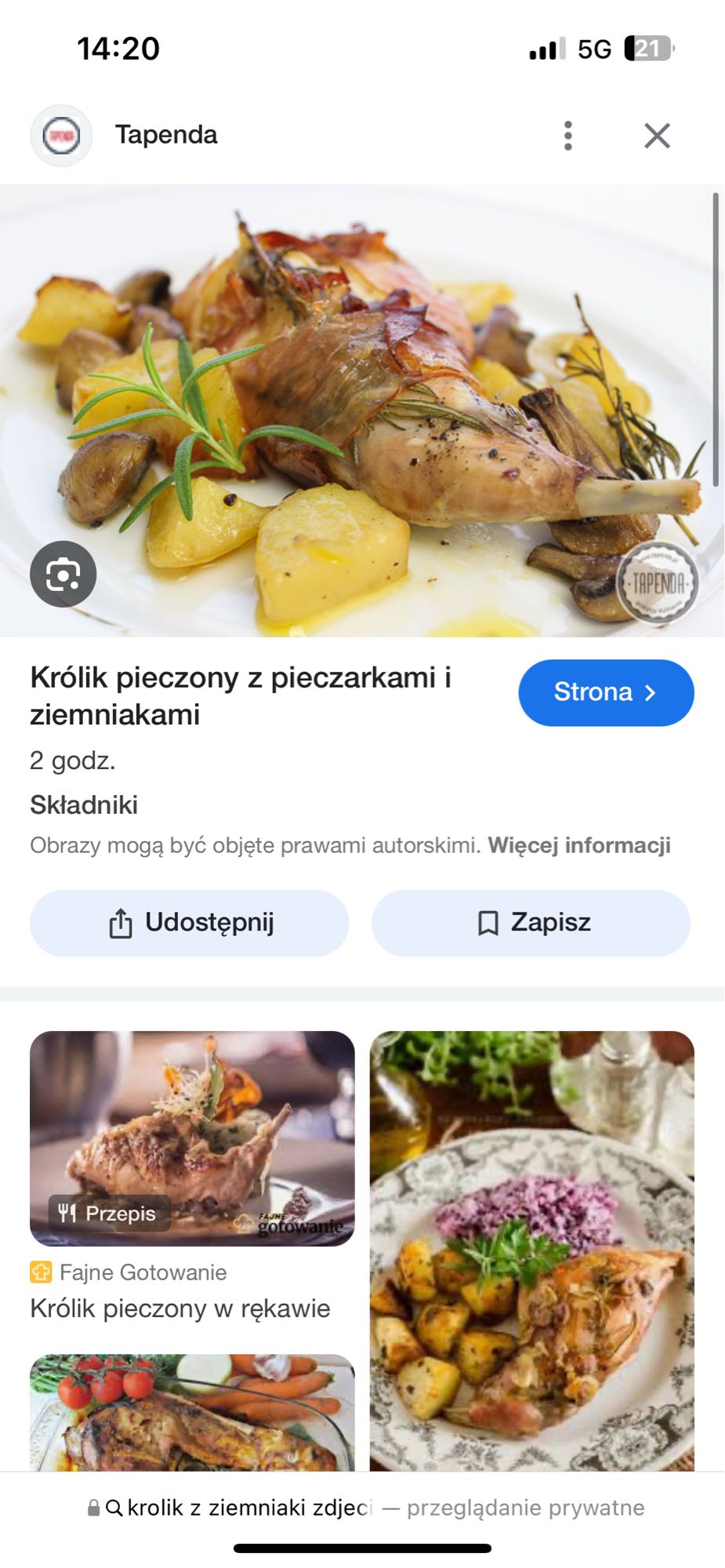 Królik z pieczarkami