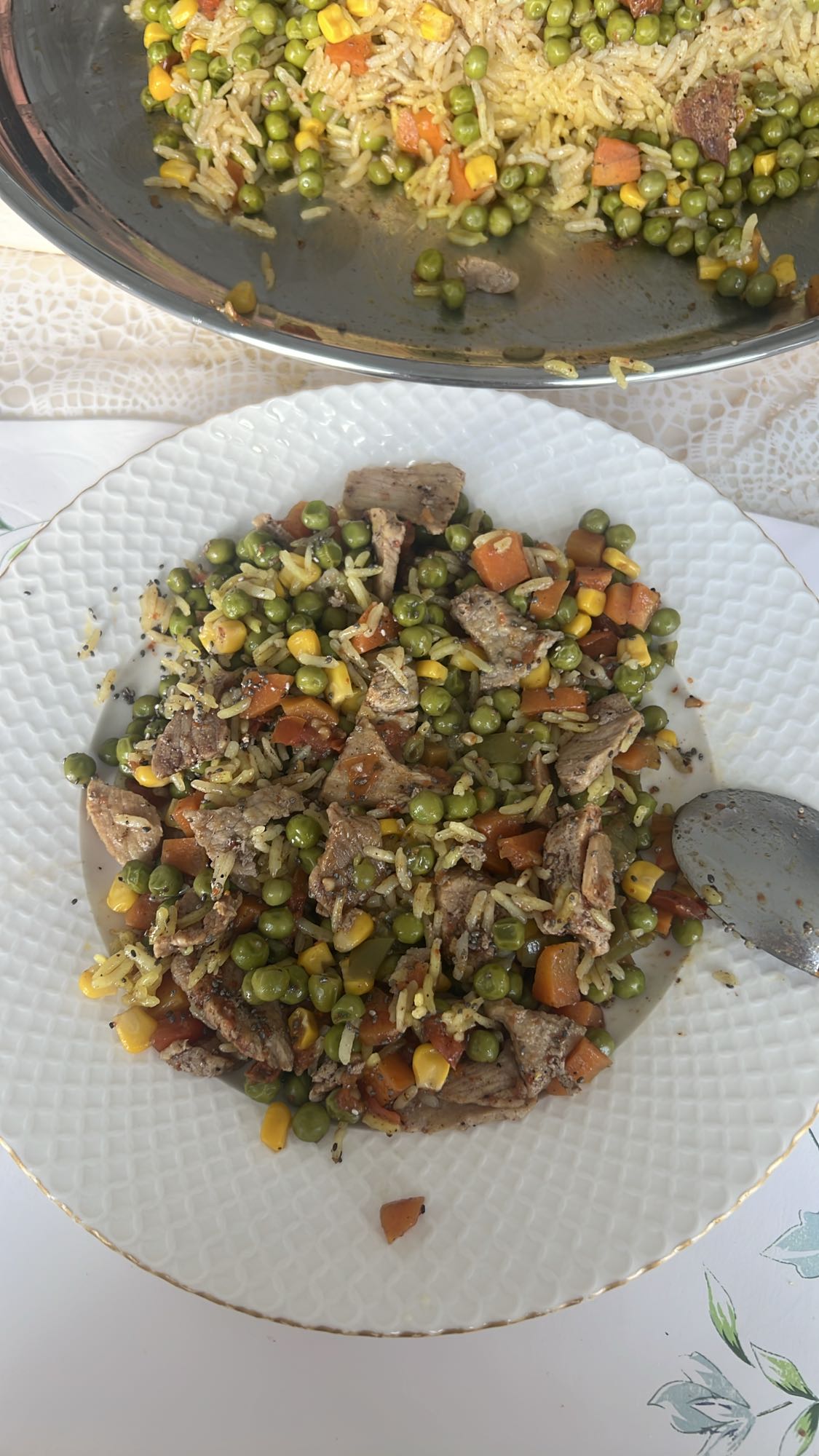 Grönsaksris med kött