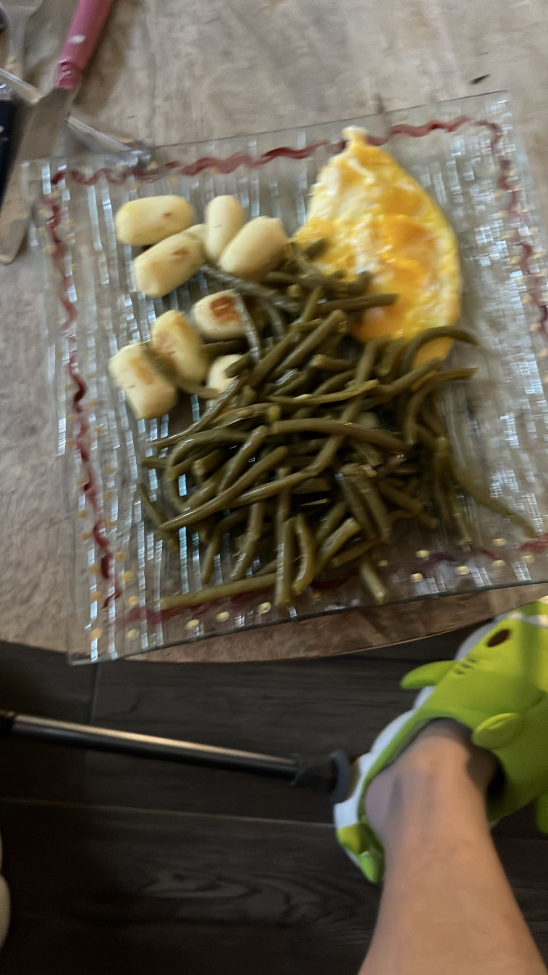 Omelette et haricots verts