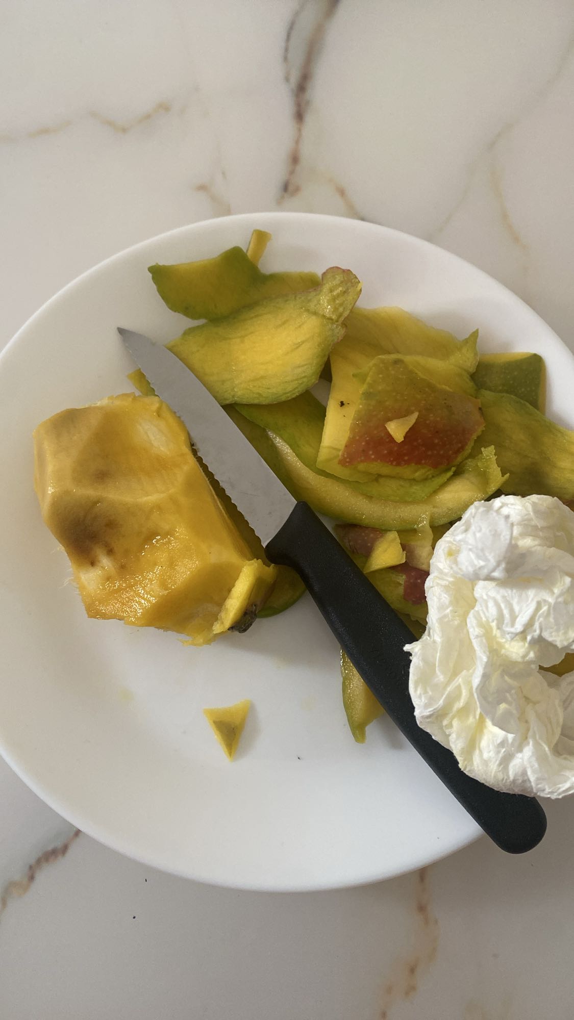 Skalad mango tallrik