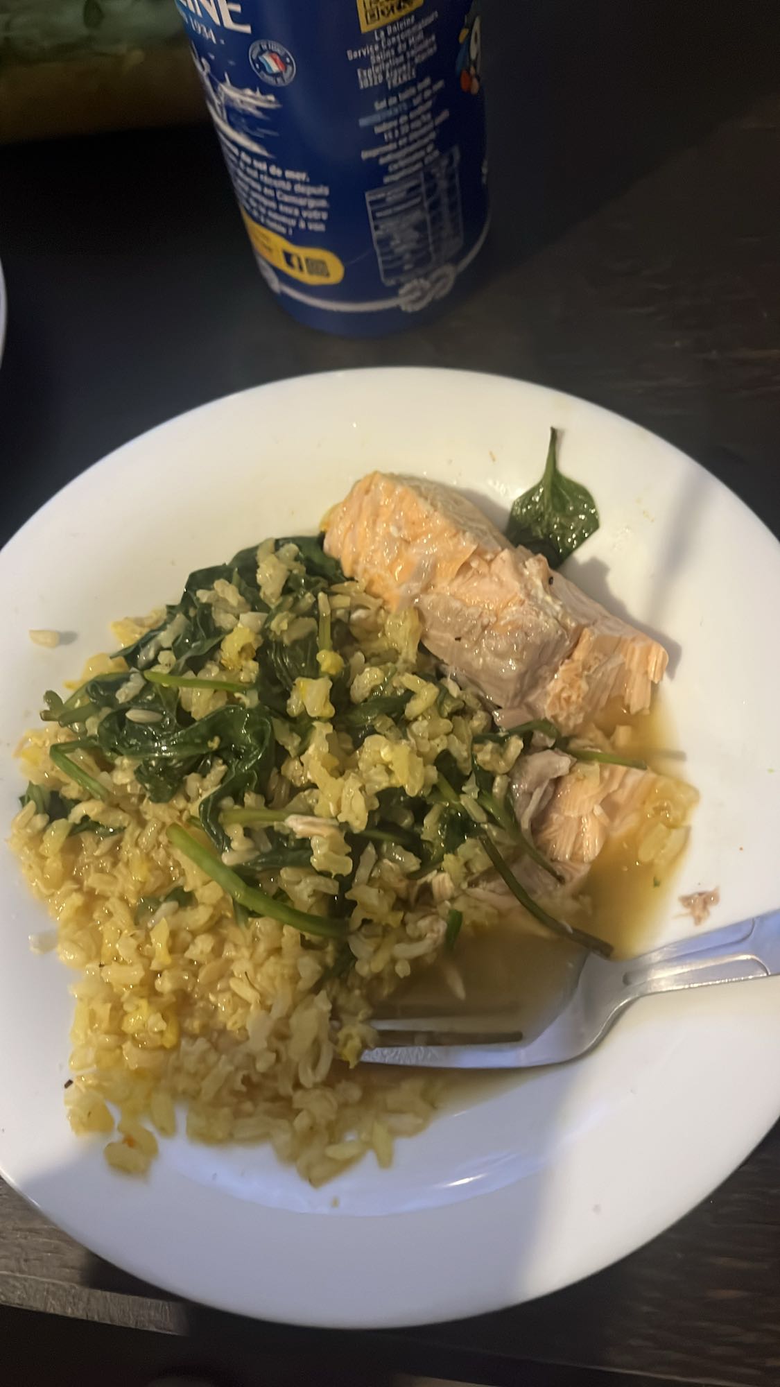 Saumon riz épinards