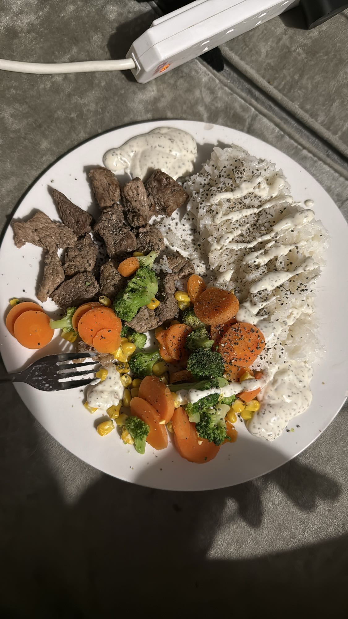 Beef Veggie Rice Plate
