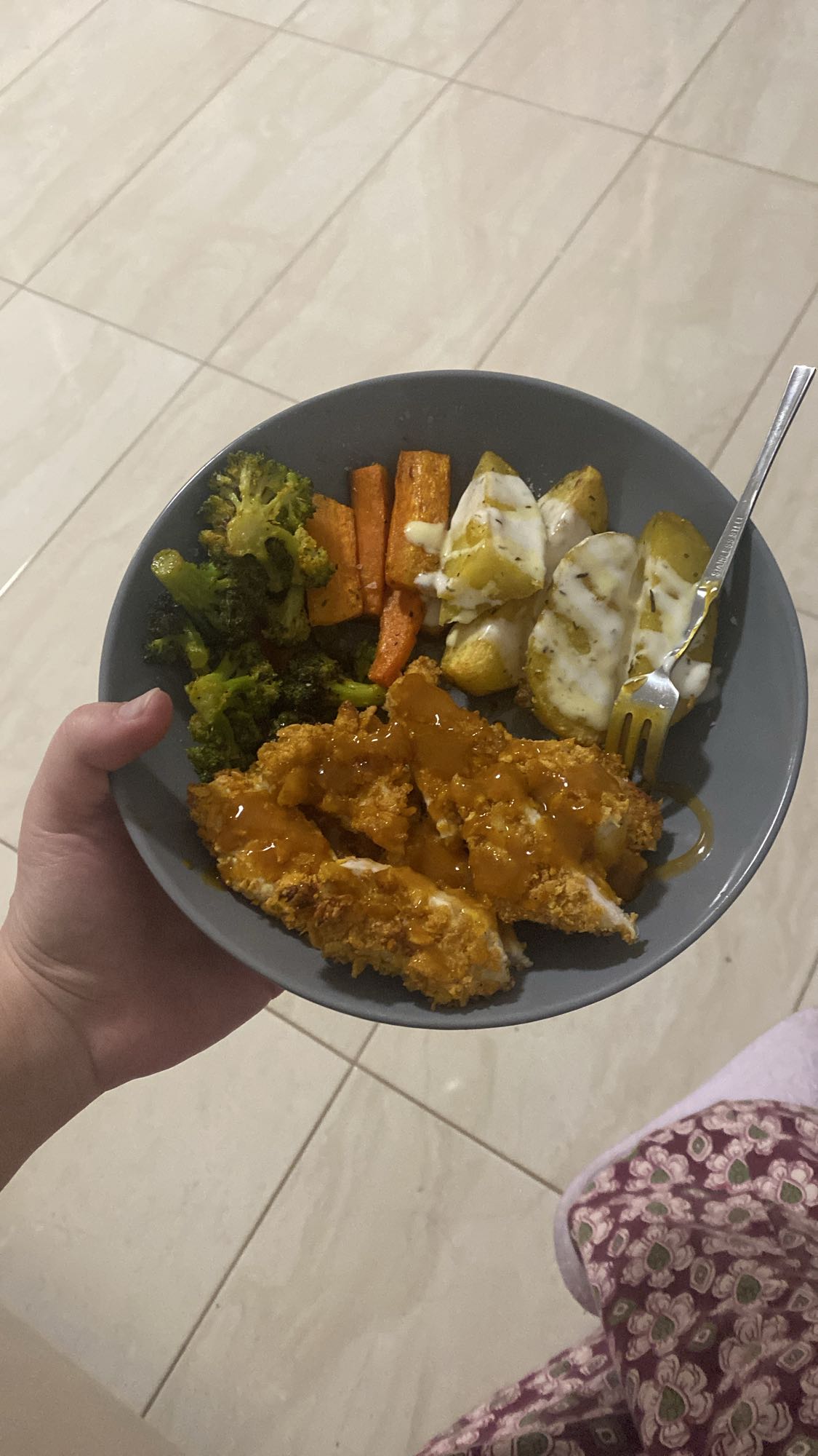 دجاج مقرمش مع خضار