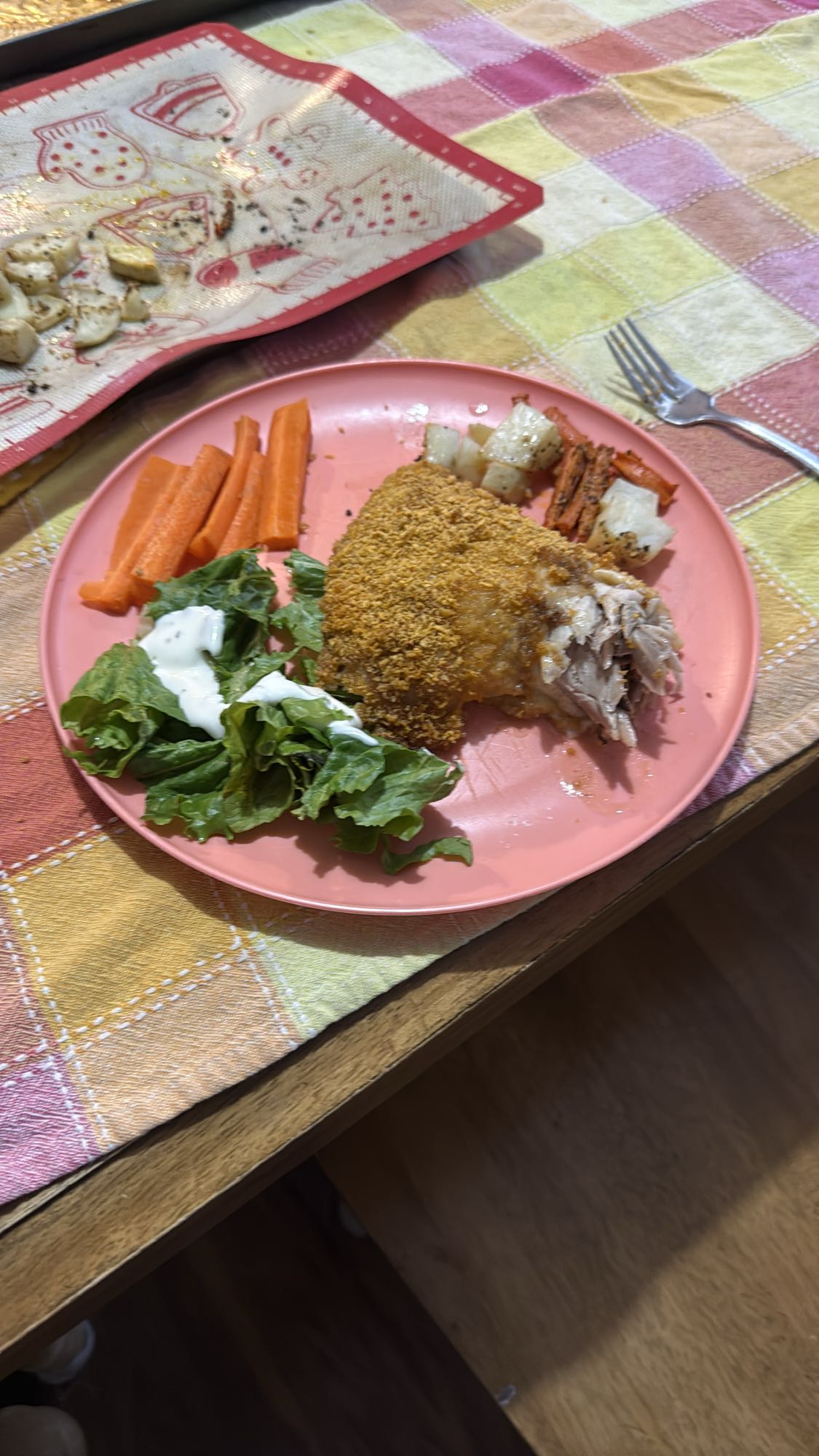 Poulet croustillant et légumes