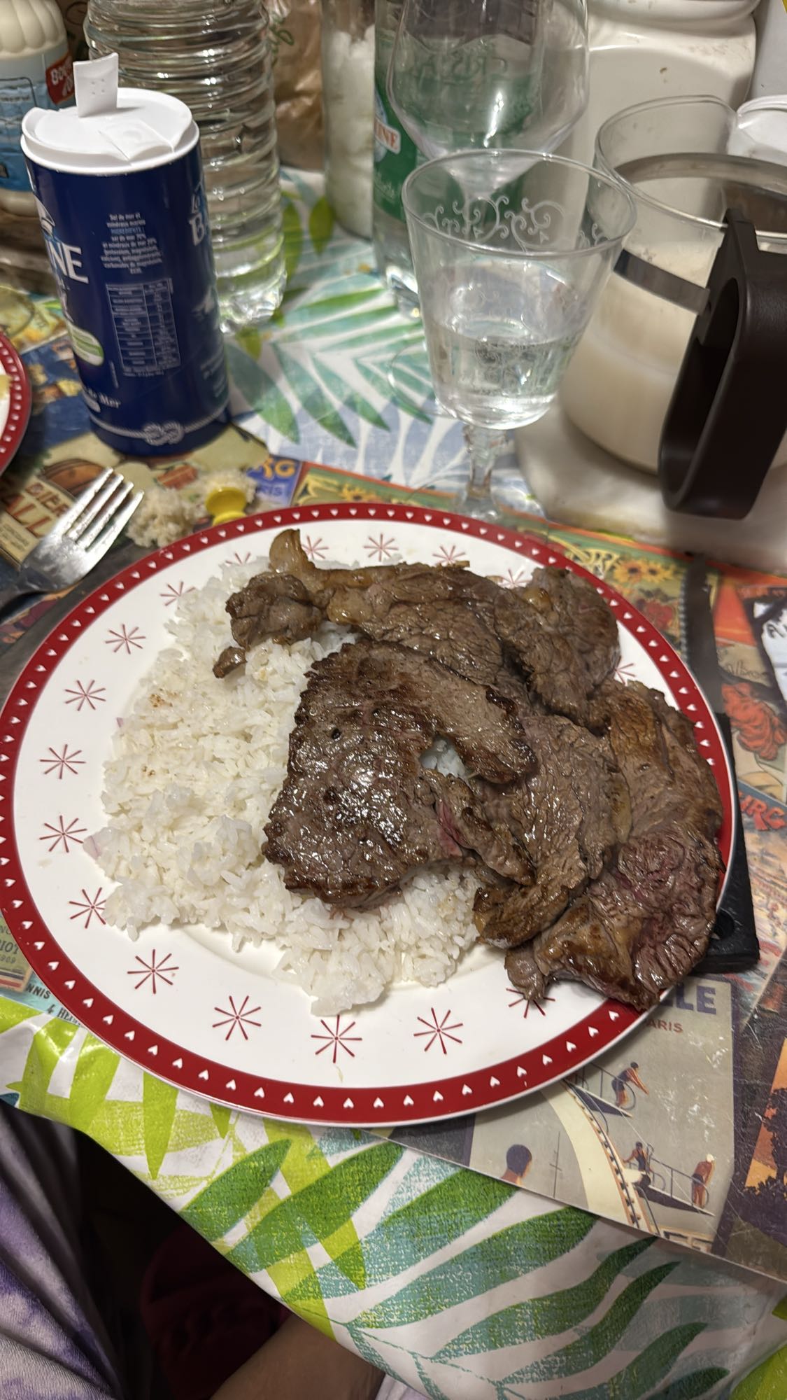 Riz et steak grillé