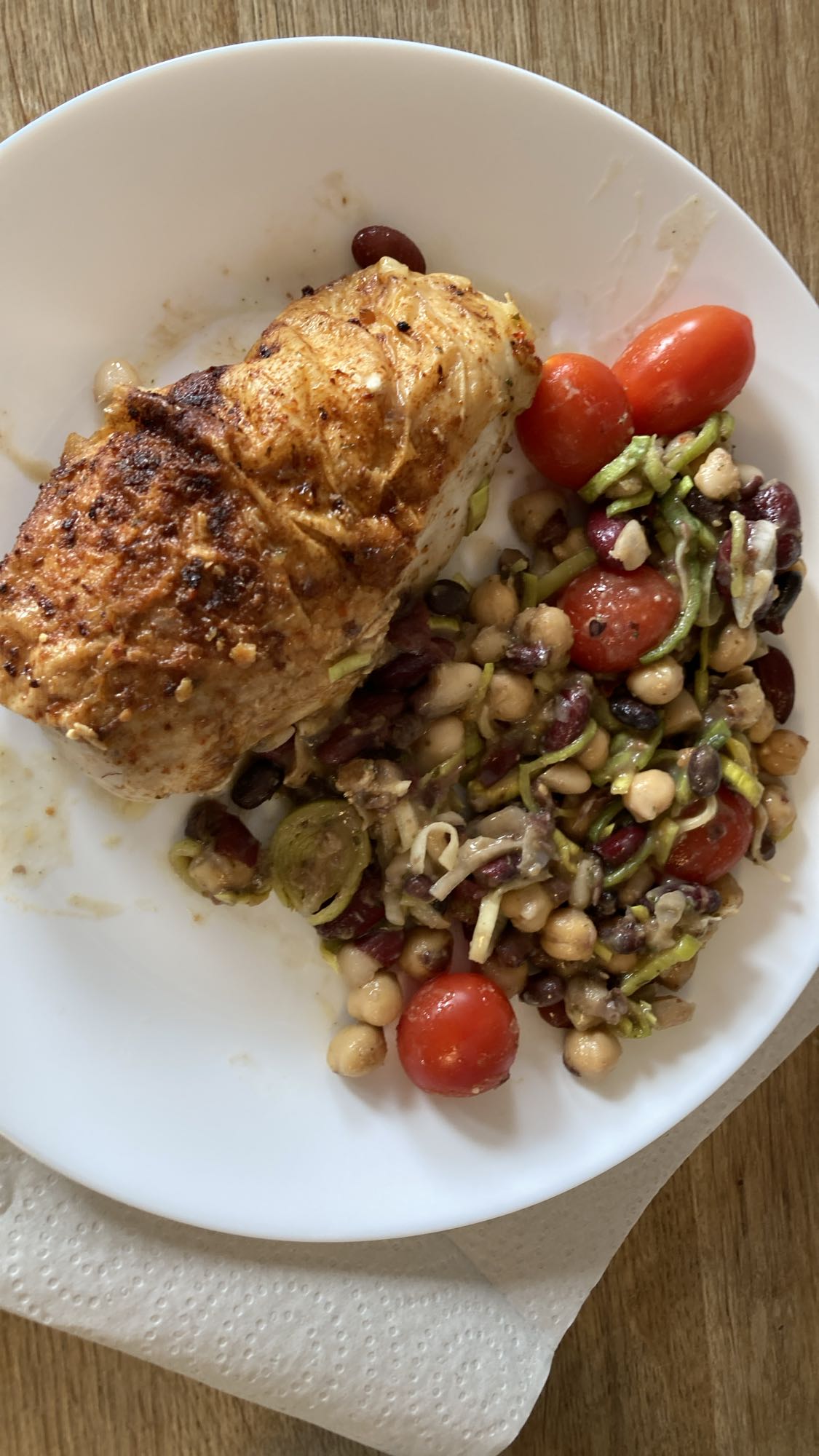 Kyckling med bönsallad