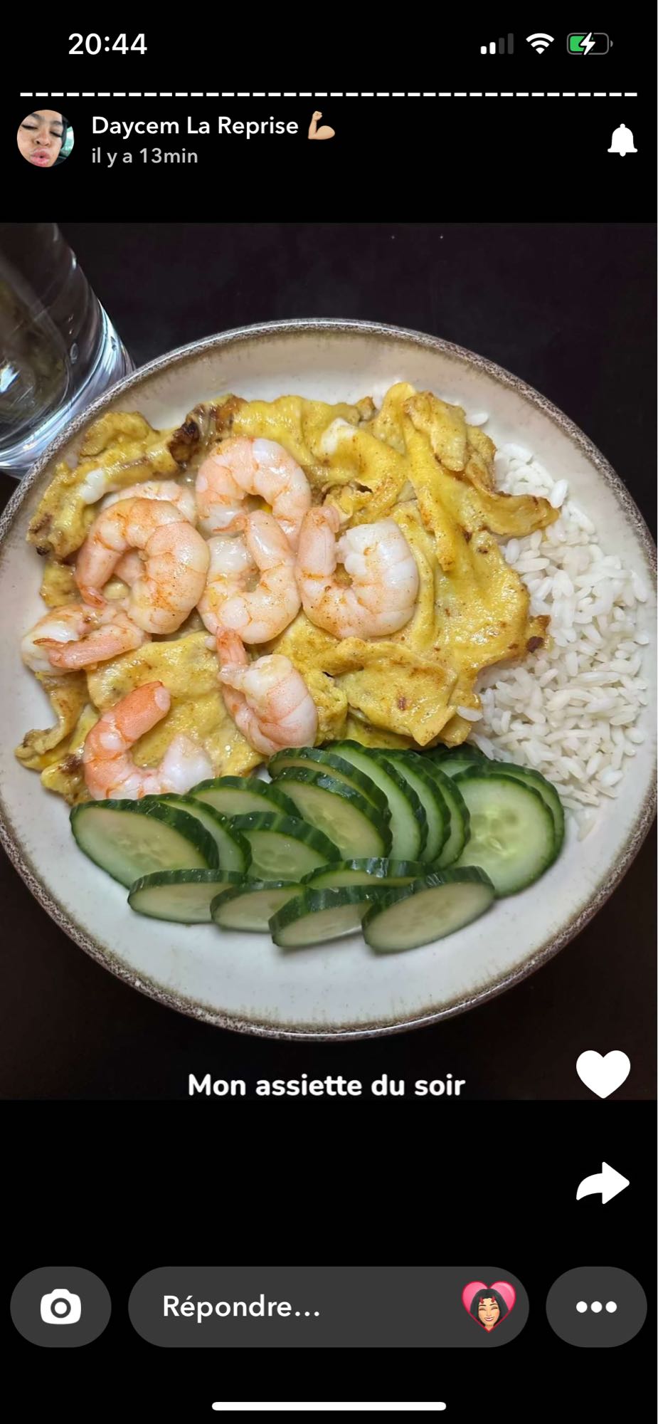 Crevettes riz omelette