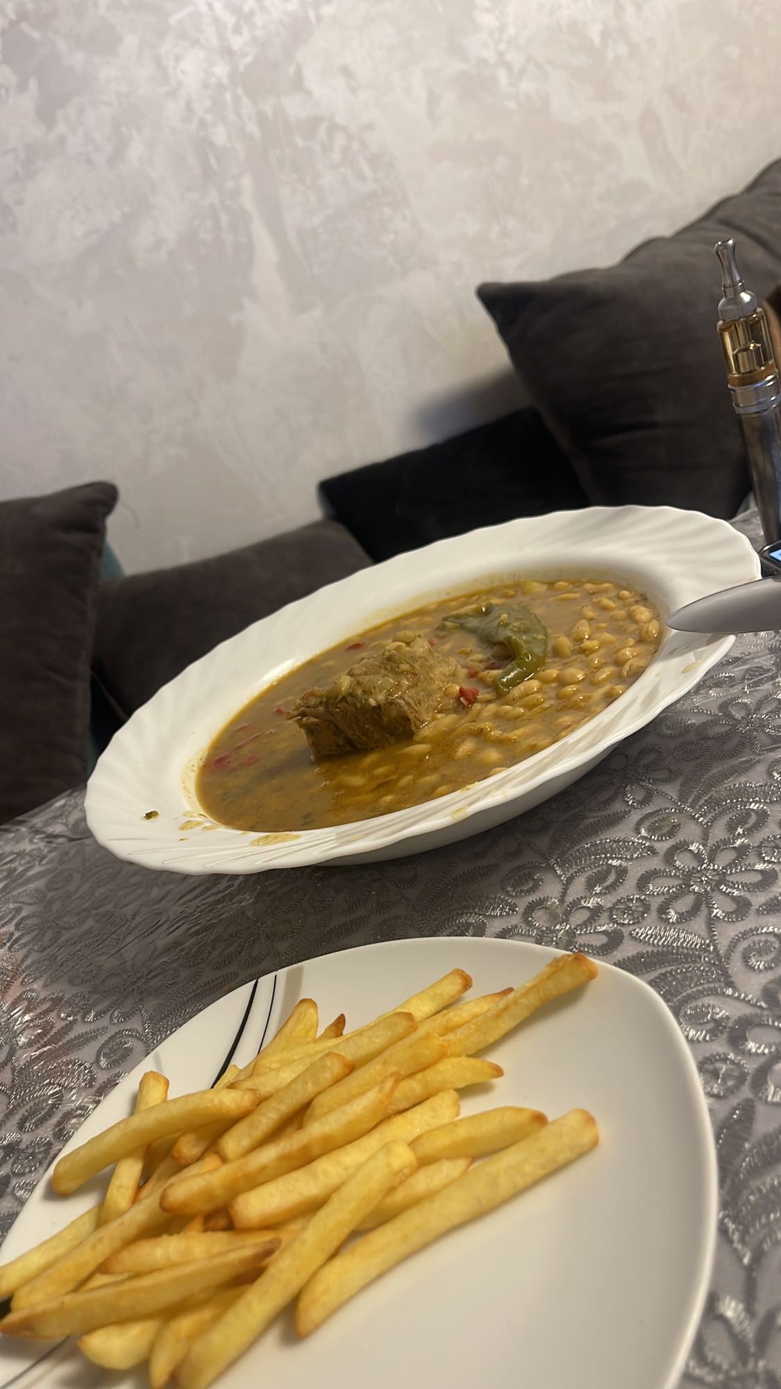 Soupe haricots et frites