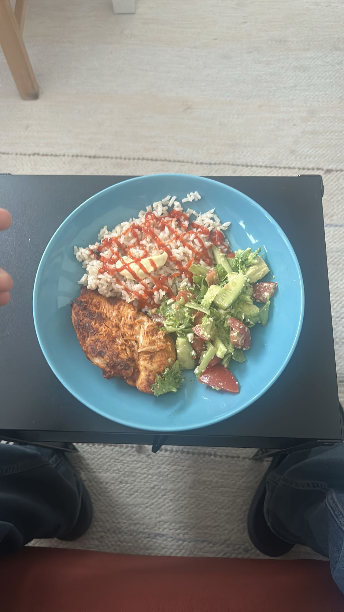 Kyckling med ris och sallad