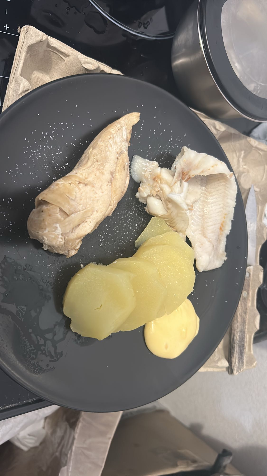 Poulet poisson pommes mayo