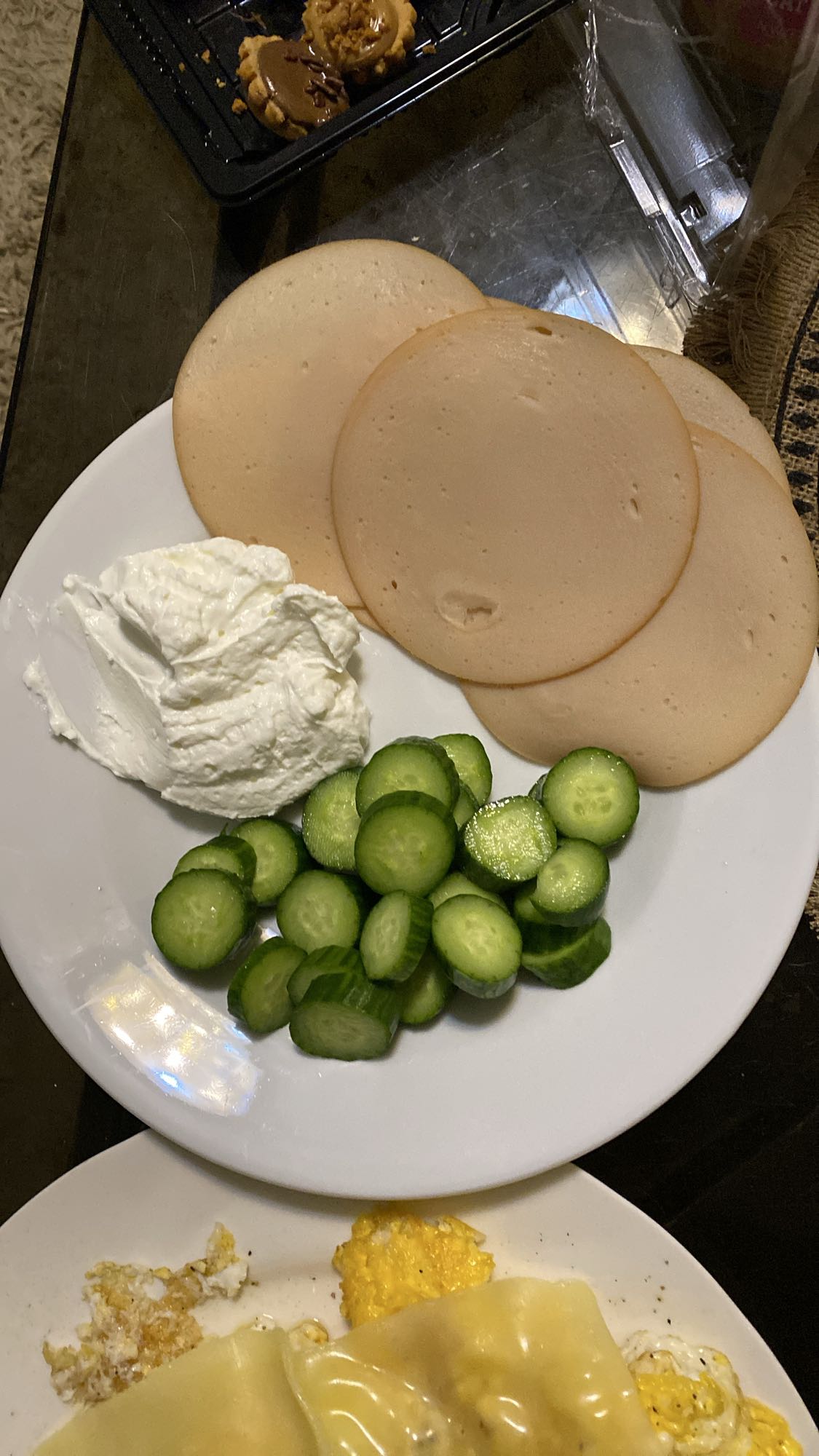 Turkey, eggs and cheese plate