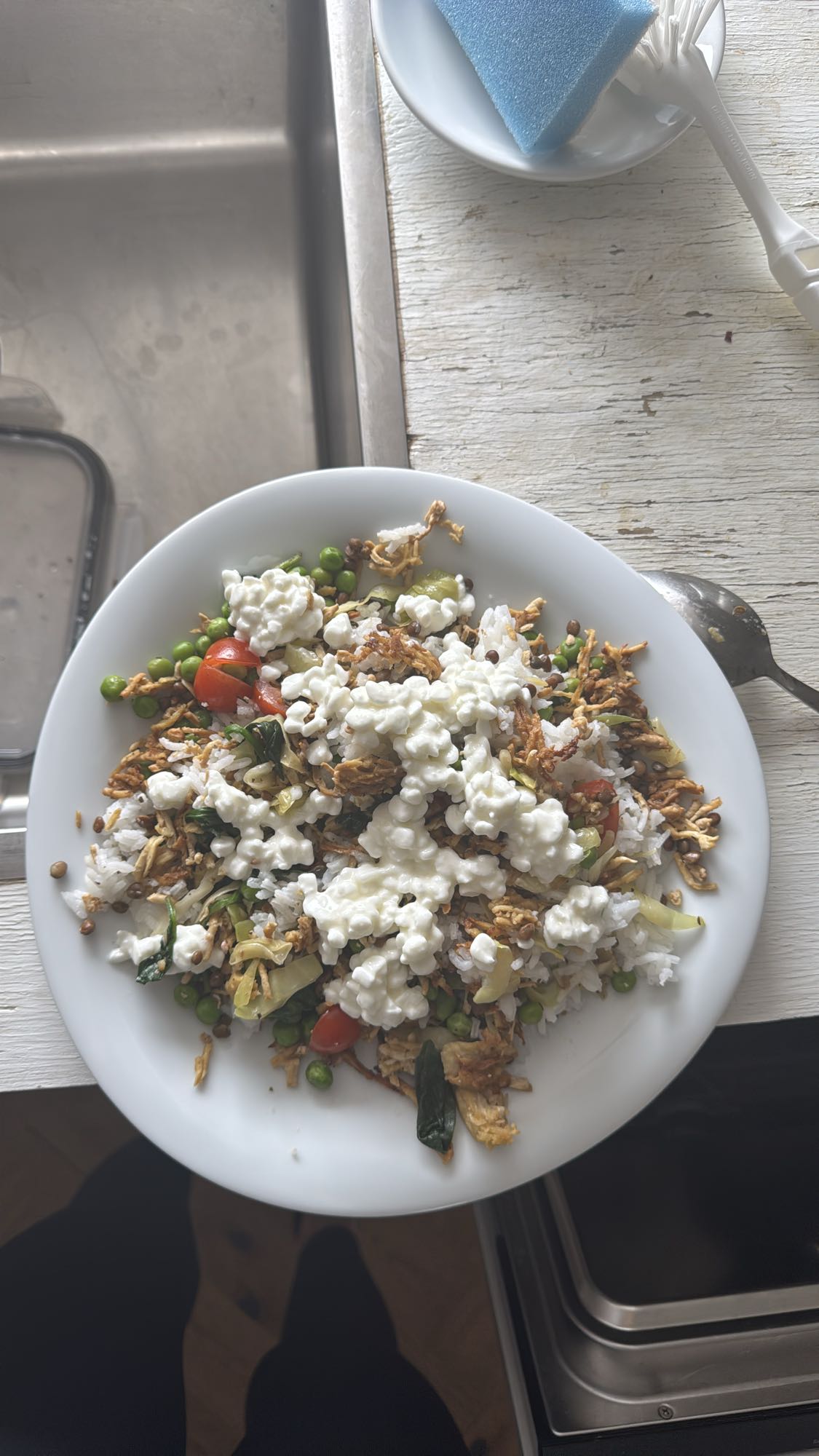 Ris med grönsaker & keso