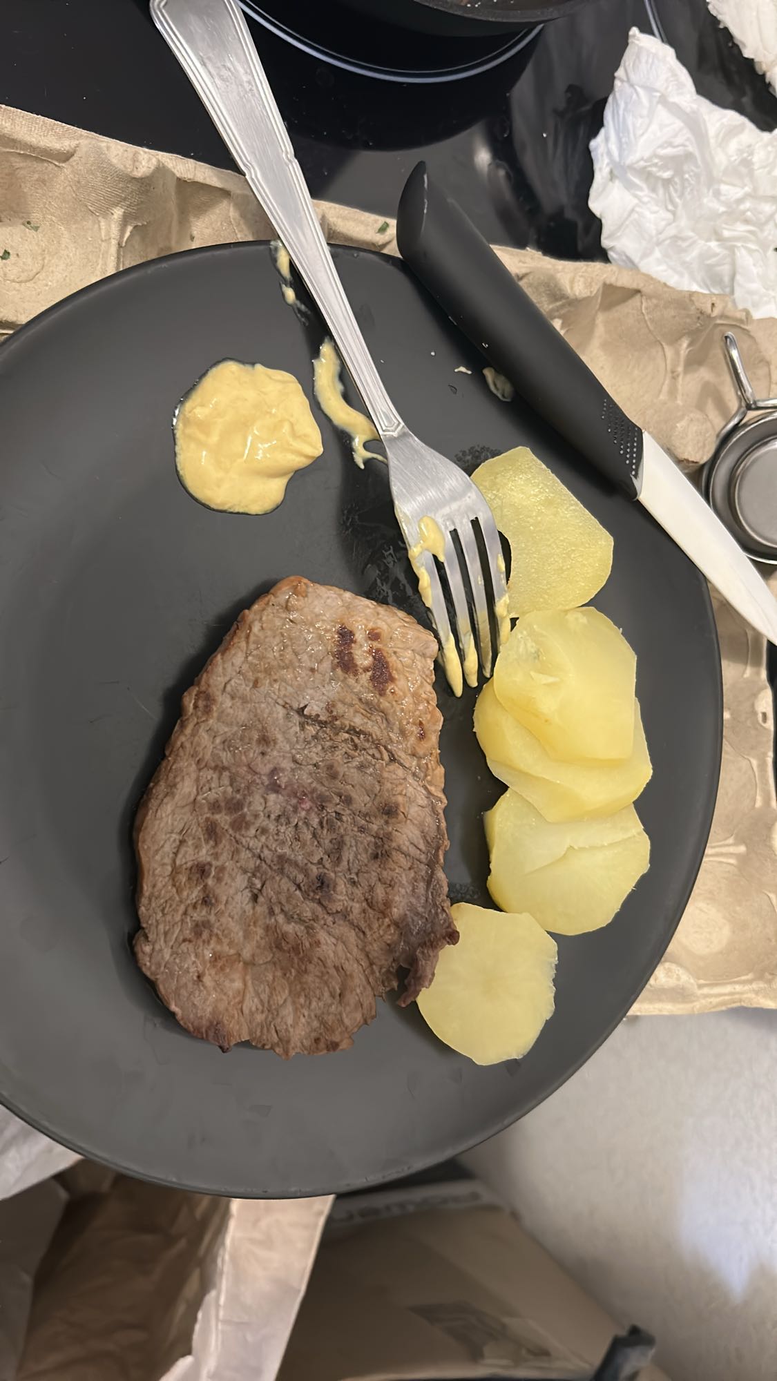Steak et pommes vapeur