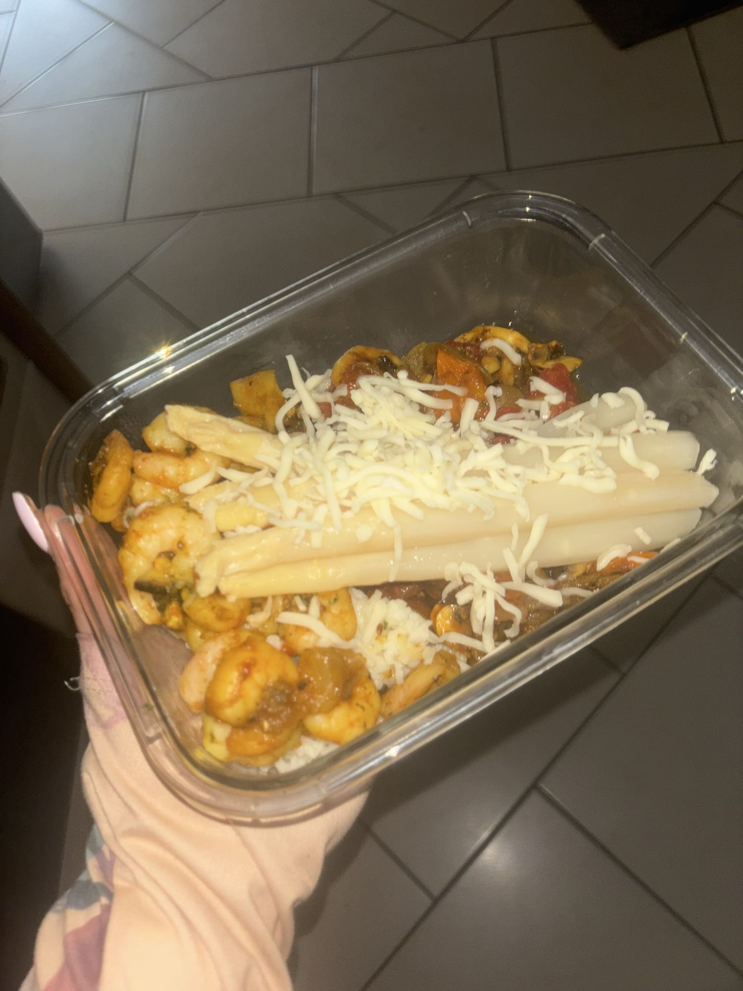 Crevettes et légumes