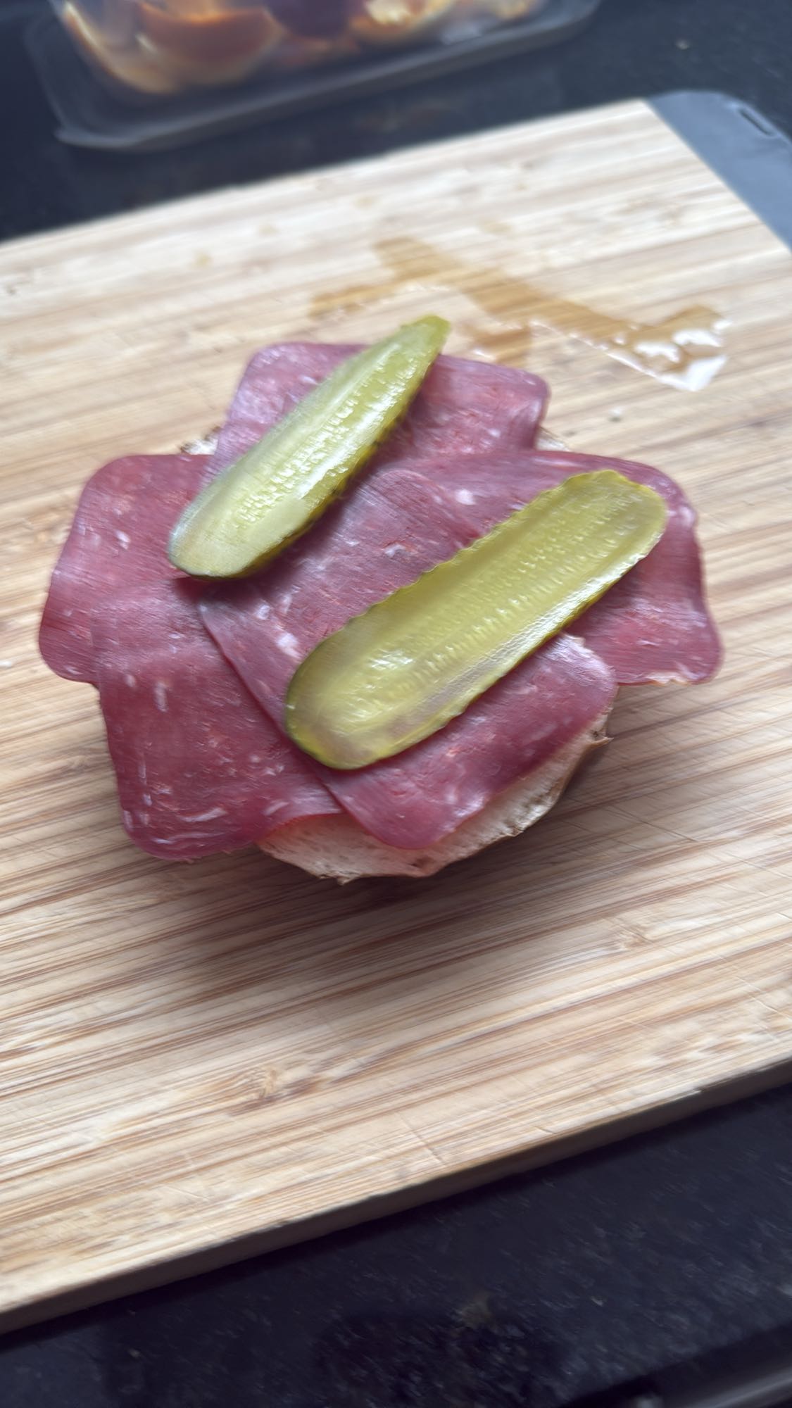 Salami Pickle Sandwich