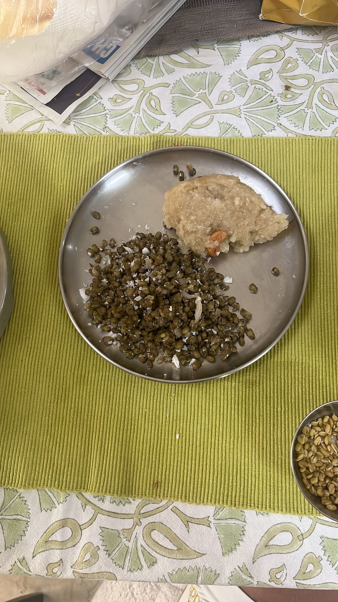 Green gram with sweet dish