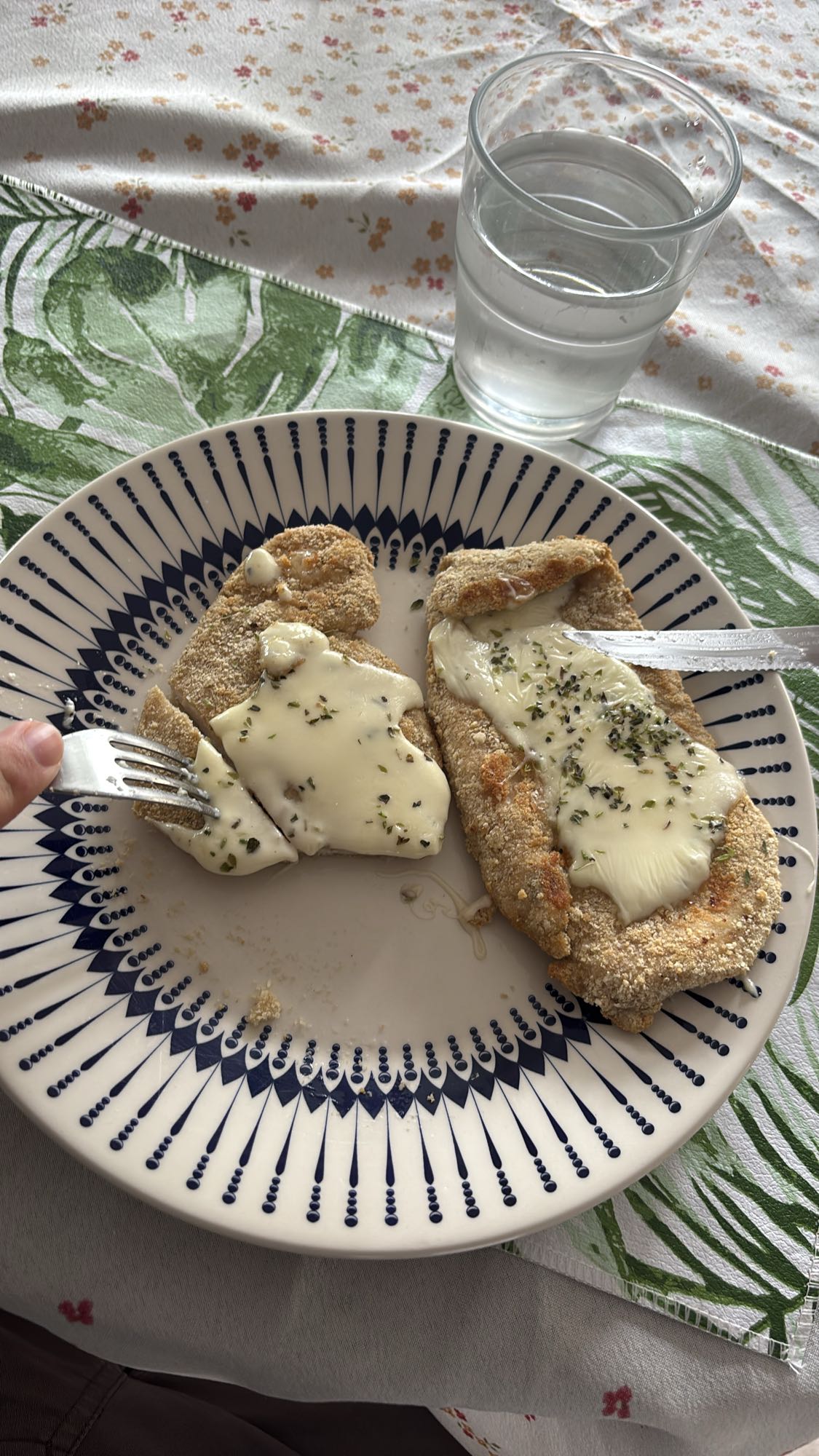 Breaded chicken with cheese