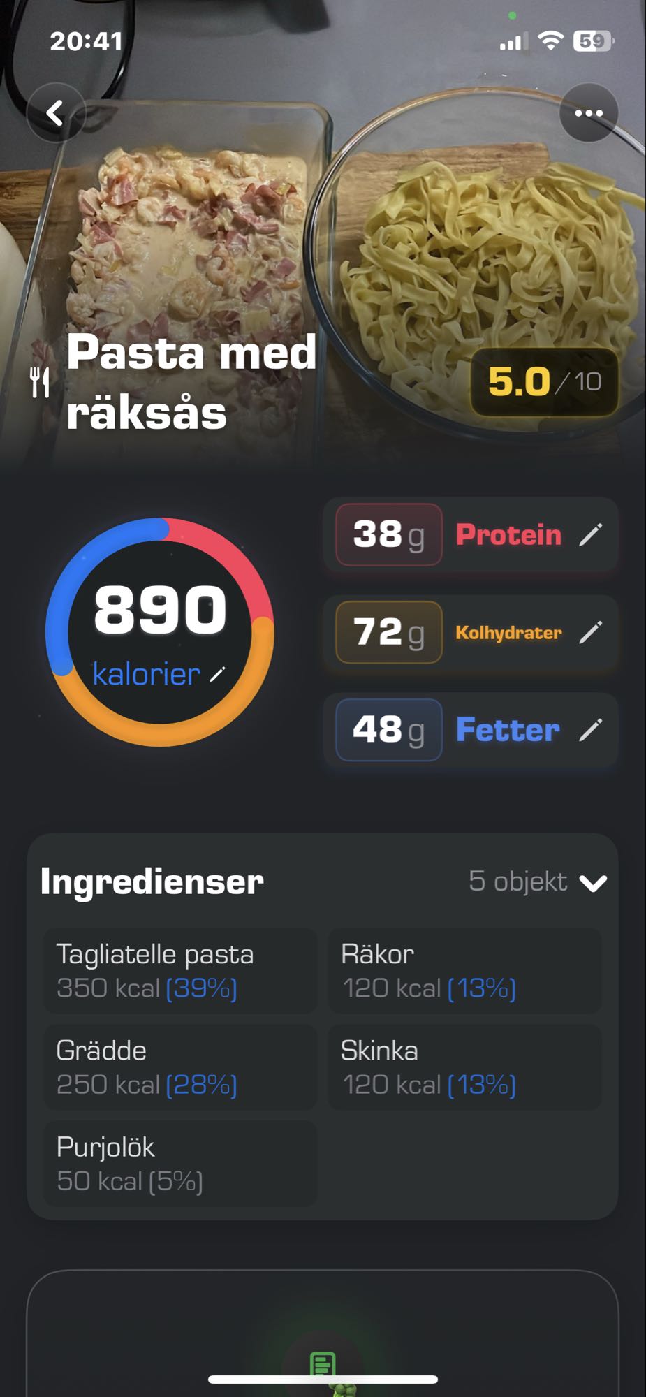 Pasta med räksås