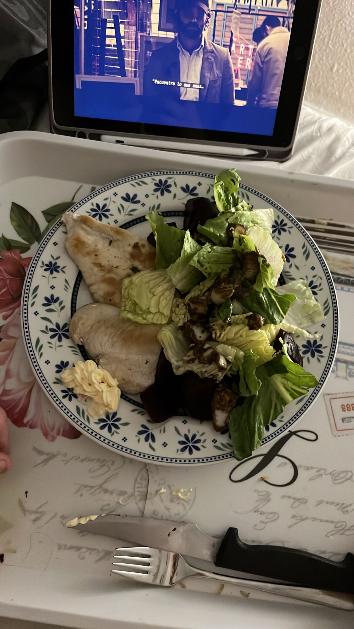 Poulet et salade verte