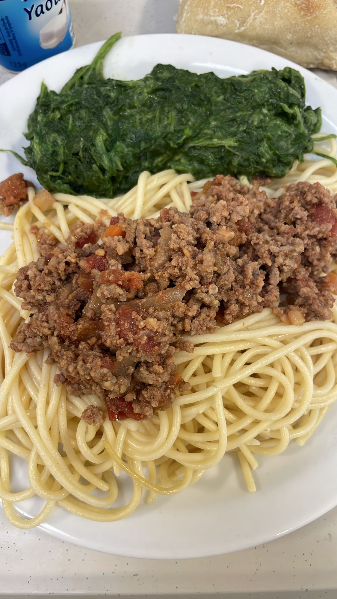 Spaghetti bolognaise épinards