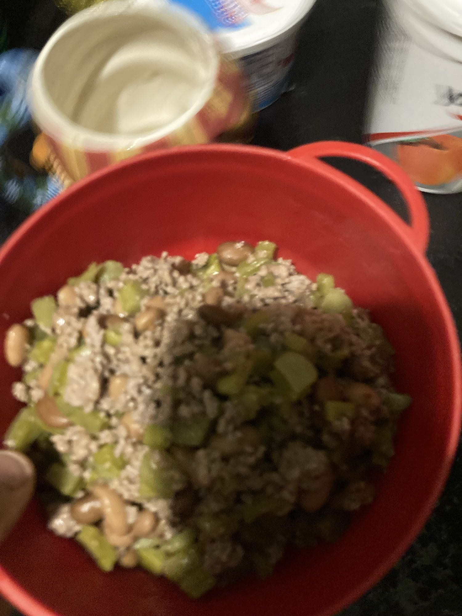 Carne con frijoles y nopal