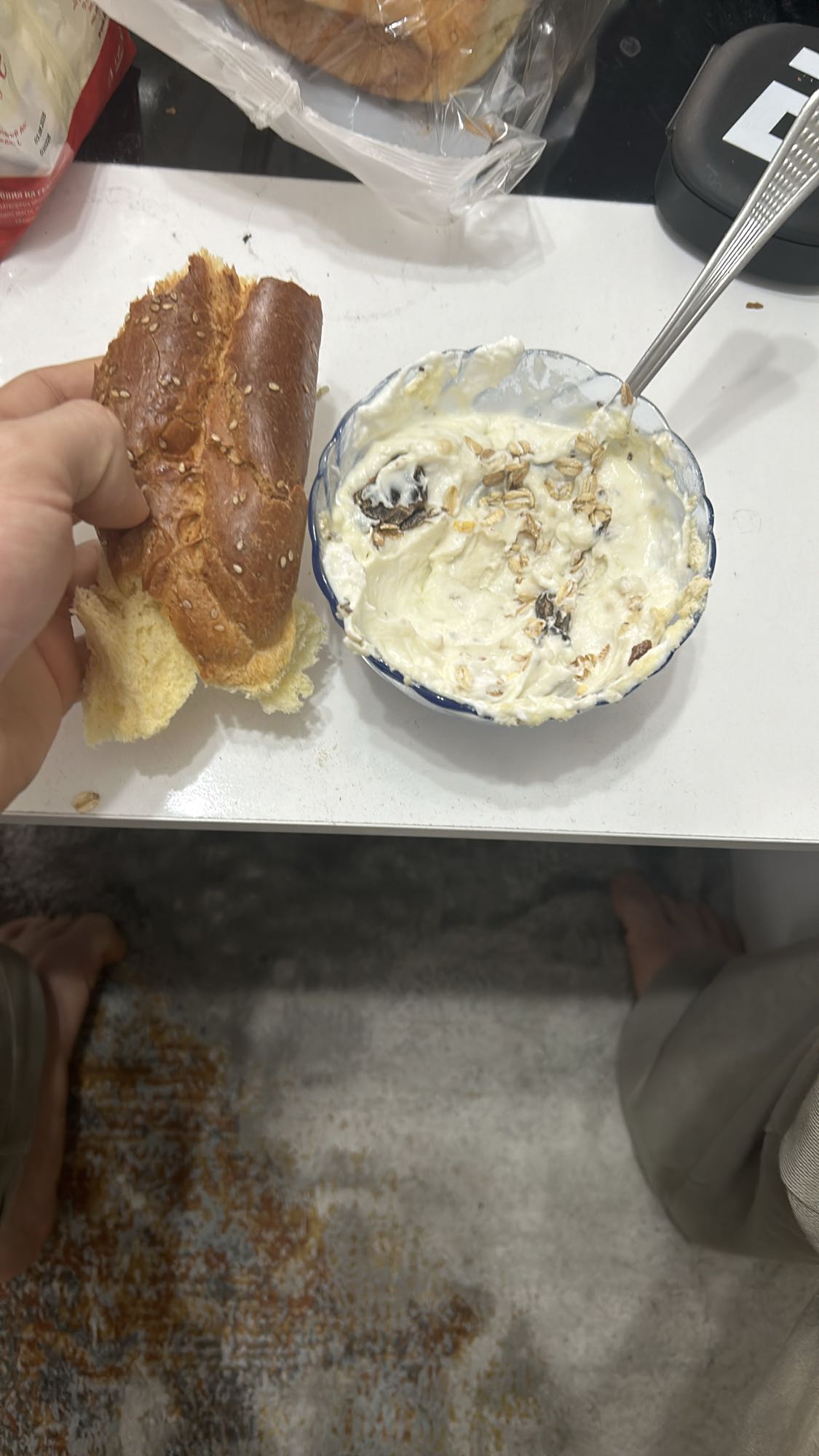 Bread and yogurt mix