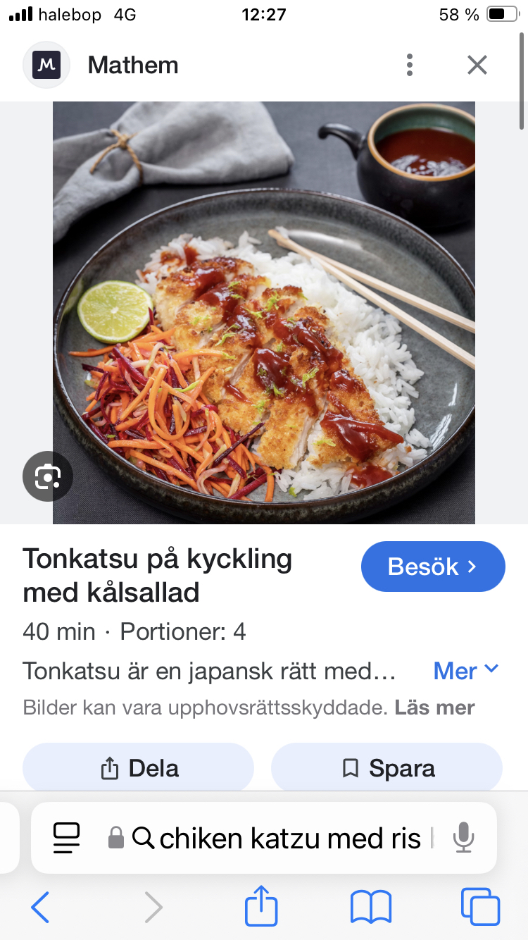 Kyckling tonkatsu med ris