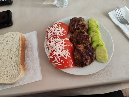 Meat patties with veggies